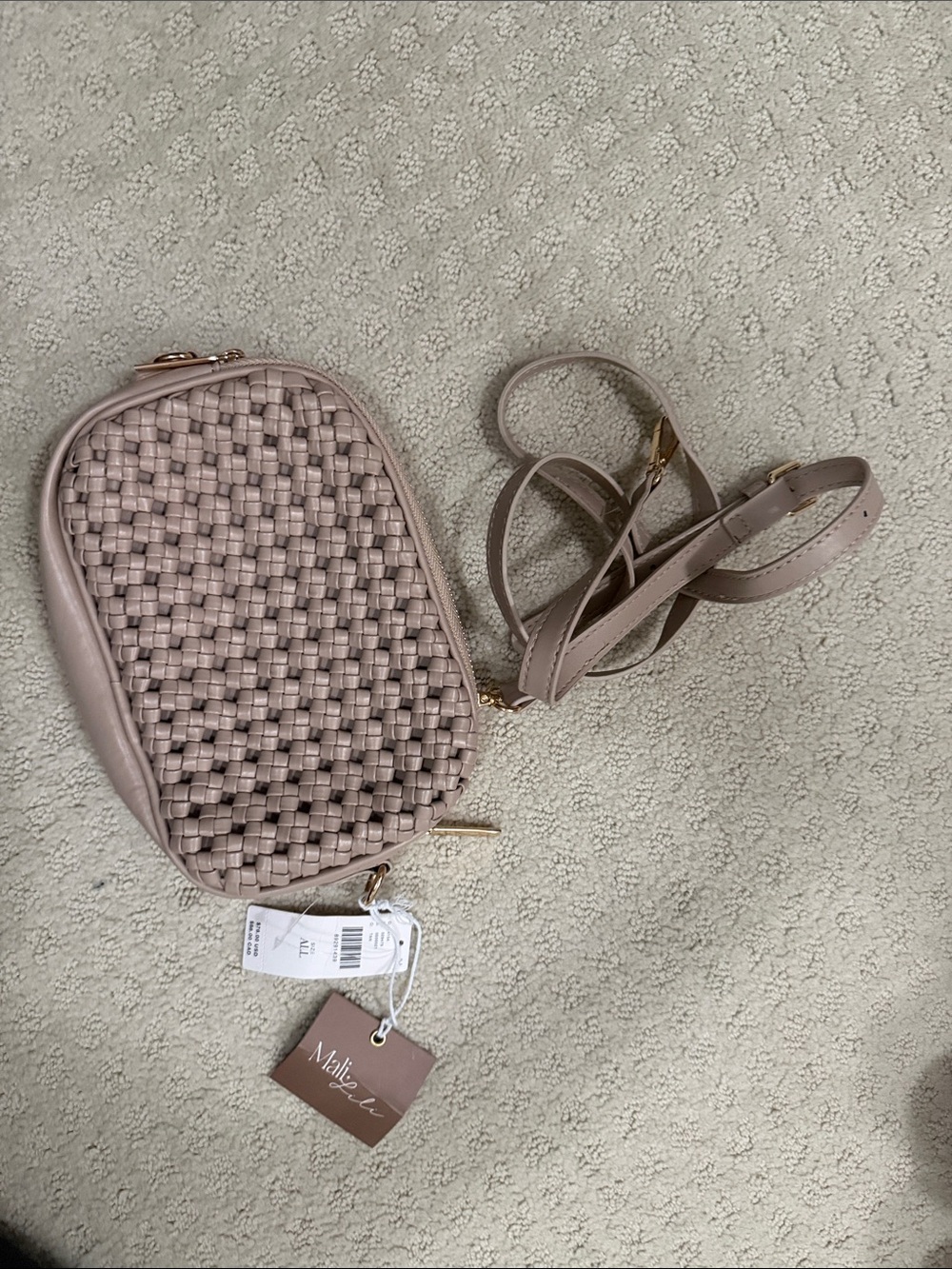 Milly & Co. Woven Leather Crossbody in Dusty Mauve